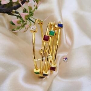Traditional Golden Multi Stone Bangles