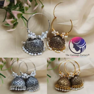 Classic Golden | Silver Hoop Ring Jhumka