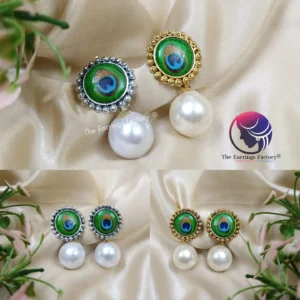 Western Silver | Golden Peacock Ball Drop Earrings