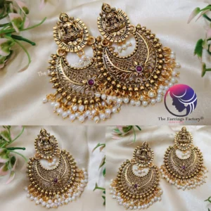 Traditional Golden Lakshmi Temple Earrings