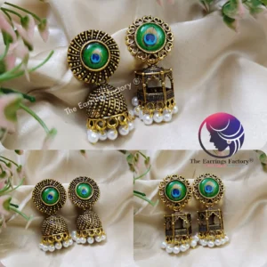 Traditional Golden Peacock Jhumka