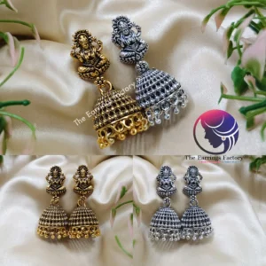 Traditional Lakshmi Golden | Silver Temple Jhumka