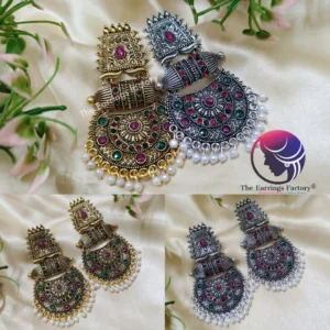 Traditional Multi Stone Golden | Silver Classic Earrings