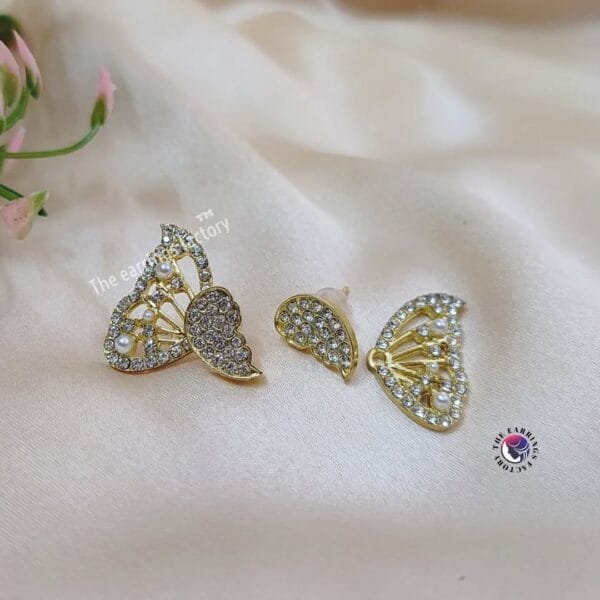 Two Wear Butterfly Korean Stone  Stud - Image 2