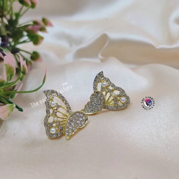 Two Wear Butterfly Korean Stone  Stud - Image 4