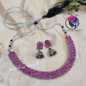 Fancy Silver Neckset With earrings
