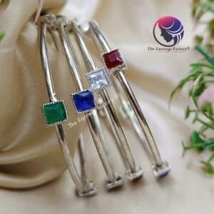 Traditional Silver Multi Stone Bangles