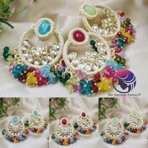 Fancy Multi Colour Beads Pearl Party wear  Stone Earrings