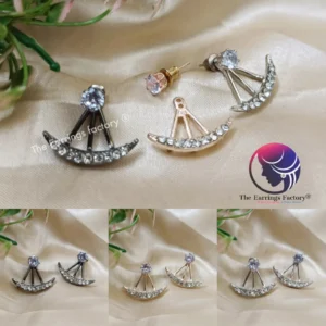 Two Wear Front back Stone Stud Korean Earrings