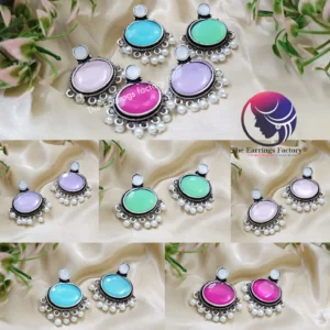 Trending Silver Floral Stone Studs earrings