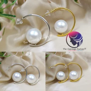 Western Silver | Golden Half Ring Pearl Earring