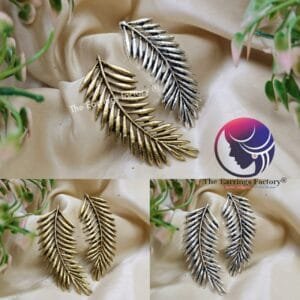 Trending Silver | Golden Leaf Stud Earrings