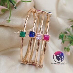 Traditional Rose Gold Multi Stone Bangles