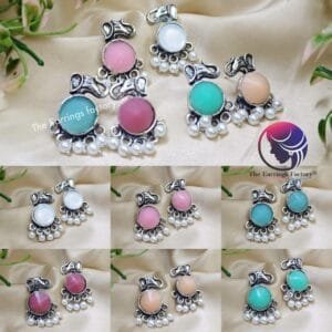 Trending Elephant Silver Stone Studs Earrings