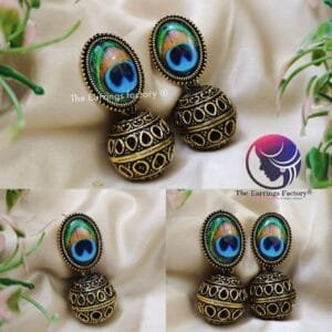 Trending Golden Ball Drop Peacock Earrings