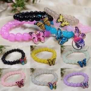 Colour Pearl Beaded Stretchable Butterfly Bracelet