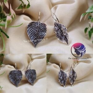 Trending Leaf Silver Hook Stud Earrings