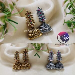 Classic Multi Stone Golden | Silver Jhumka