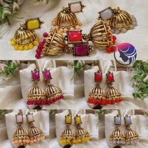 Traditional Golden Stone Jhumka