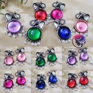 Trending Silver Elephant Stone Studs Earrings