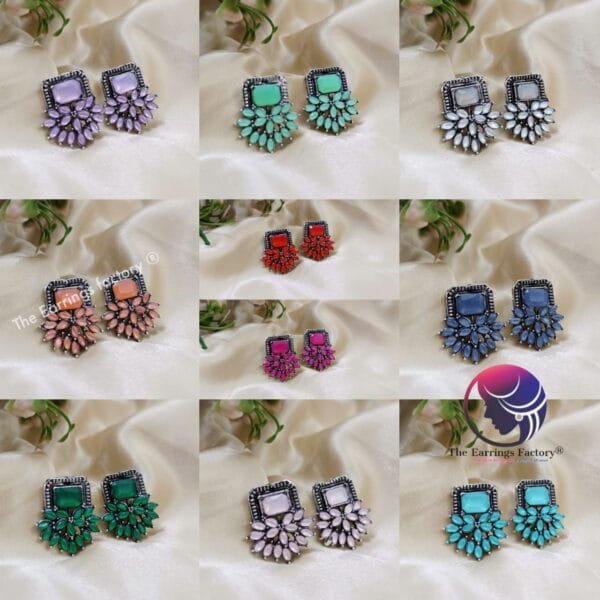 Trending Silver Fancy Stone Studs - Image 2