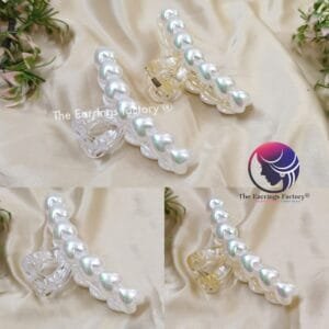 Trending White Heart Shape Pearl Beads Large Hair Claw Clip