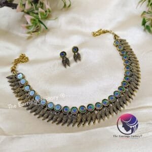 Trending Peacock Golden Neckset With Earrings