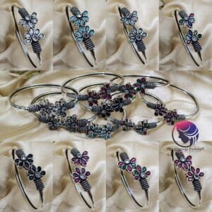 Trending Silver Floral Stone Bracelet