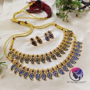 Fancy Golden Stone Neckset With Earrings