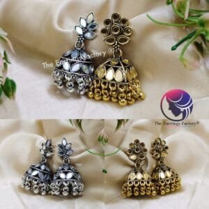 Trending Golden | Silver Mirror Stone Jhumka