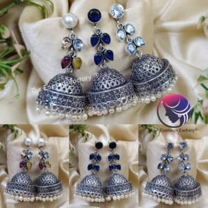 Trending Oxidized Stone Jhumka