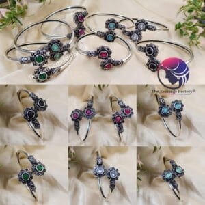 Trending Silver Floral Stone Bracelet