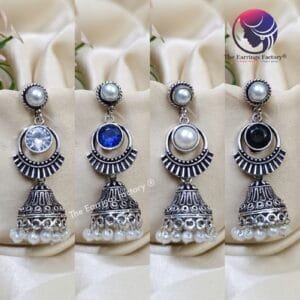 Trending Oxidized Stone Jhumka