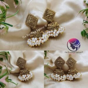 Traditional Pearl Beads Golden Jhumka