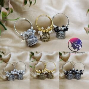 Cute Golden | Silver Hoop Ring Jhumka