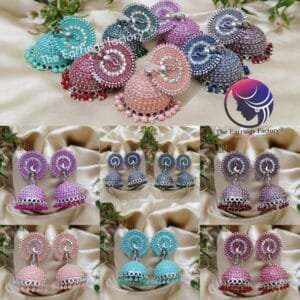 Trending Colorful Blinking Stone Peacock Jhumka