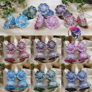 Trending Colorful Blinking Stone Floral Jhumka