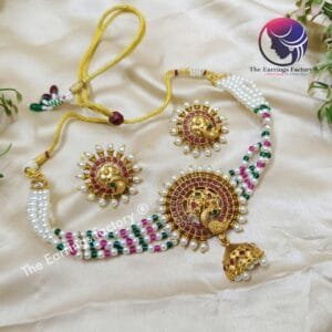 Traditional Antique Chocker Peacock Set With Earrings