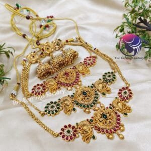 Traditional Antique Chocker Peacock Set With Jhumka