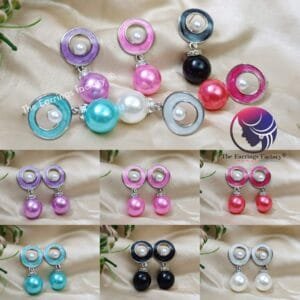 Western Silver Colourful Ball drop Fancy Earrings
