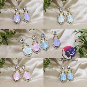 Western Golden Crystal Stone Drop Fancy Earrings