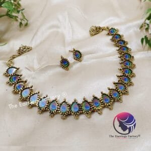Trending Peacock Golden Neckset With Earrings