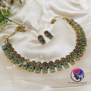 Trending Peacock Golden Neckset With Earrings