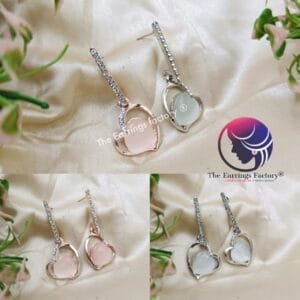 Fancy Rose Gold | Silver Stone Dangle Earrings