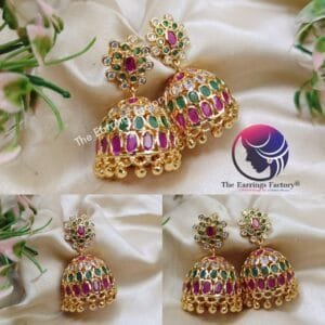 Traditional Antique Premium Multi Stone Jhumka