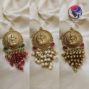 Traditional Antique Beads Drops Stone Studs Lakshmi Earrings