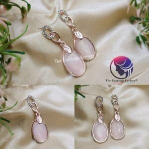Fancy Rose Gold  Stone Dangle Earrings