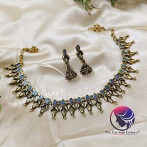 Trending Peacock Golden Neckset With Jhumka