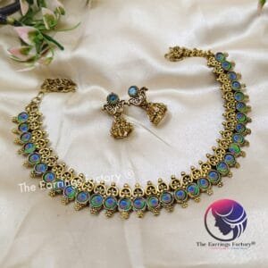 Trending Peacock Golden Neckset With Jhumka