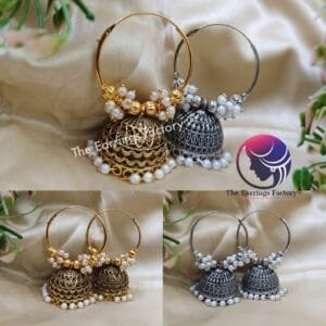 Classic Golden | Silver Hoop Ring Jhumka